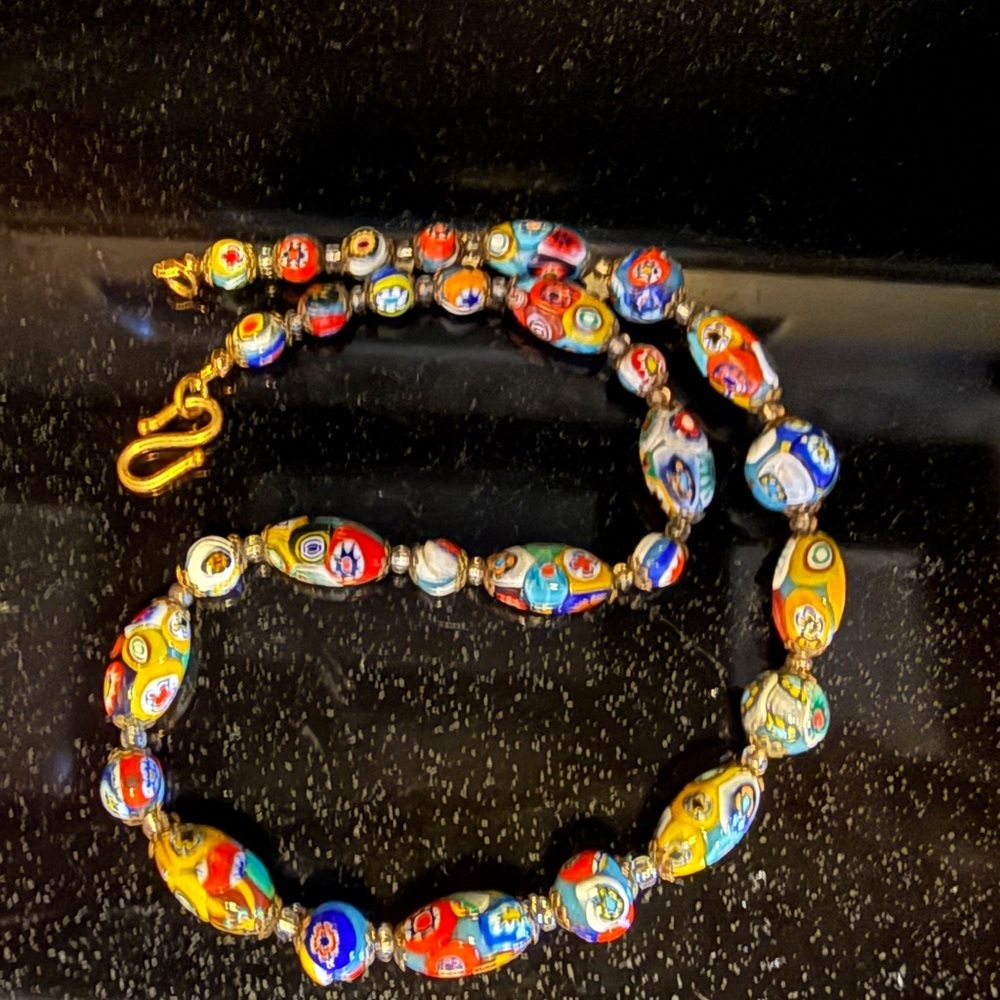 Authentic Murano Millefiori Glass Bead Necklace | Vintage Venetian | Graduated - Picture 8 of 13